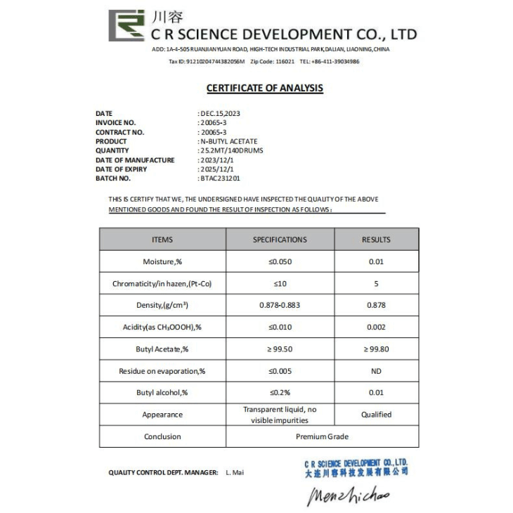 Butyl Acetate Formula